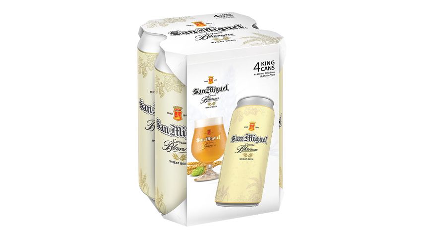 San Miguel Cerveza Blanca King Can Beer 490ml x4