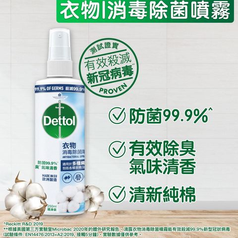 Dettol Spray & Wear Fresh (Cotton) 250ml