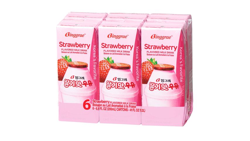 Binggrae 韓國士多啤梨味牛奶 200毫升 x 6