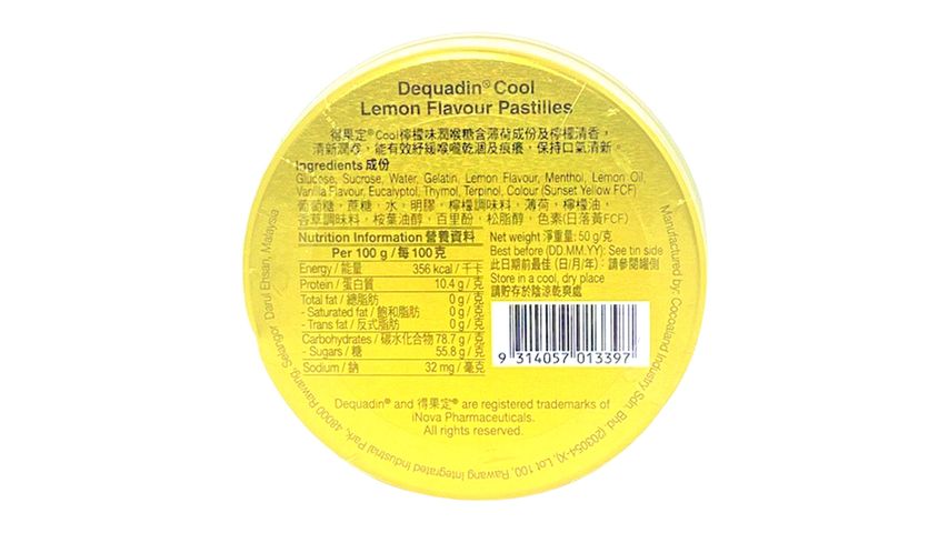 Dequadin Cool Lemon Pastilles 50g