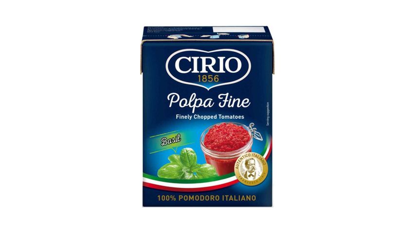 Cirio Polpa Fine Chopped Tomatoes Basil 390g