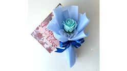 Soap Rose Flower Bouquet Cute Mini Special Birthday Gift for Friend, Sister, Colleague, Girlfriend & Wife (Blue) 1 Stalk