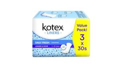 Kotex Liner Longer & Wider Unscented 3 Units x 30 Pieces - 121108259