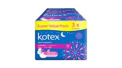 Kotex Soft & Smooth Overnight Wing (32cm) 3 Units x 12 Pieces - 121108793