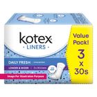 KOTEX Fresh Liners Longer & Wider Unscented 3 x 30s - 86067