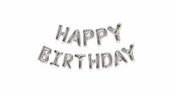 Happy Birthday Foil Balloon Silver Colour 13 Alphabets 1 Piece