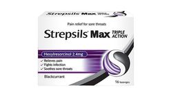 STREPSILS Sore Throat Lozenges Max Triple Action Blackcurrant 16s - 75142