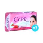 Capri Moisturising Rose Petal Strawberry Milk Protein Soap White 3 x 150g