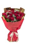 Long Stem Imported Red Roses With 3 Stem Baby's Breath 12 Pieces