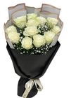 Long Stem Imported White Roses With 2 Stem Baby's Breath 12 Pieces