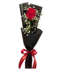 1 Stem Premium Red Rose With Baby's Breath 1 Piece