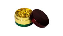 Tobacco Grinder Red, Gold and Green with Dots 1pc