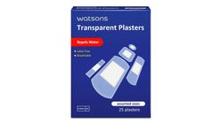 WATSONS Transparent Sterile Plaster Breathable Latex Free Assorted Sizes 25s