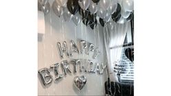 Happy Birthday Decoration Balloons Silver 16 Inches 13 Pieces