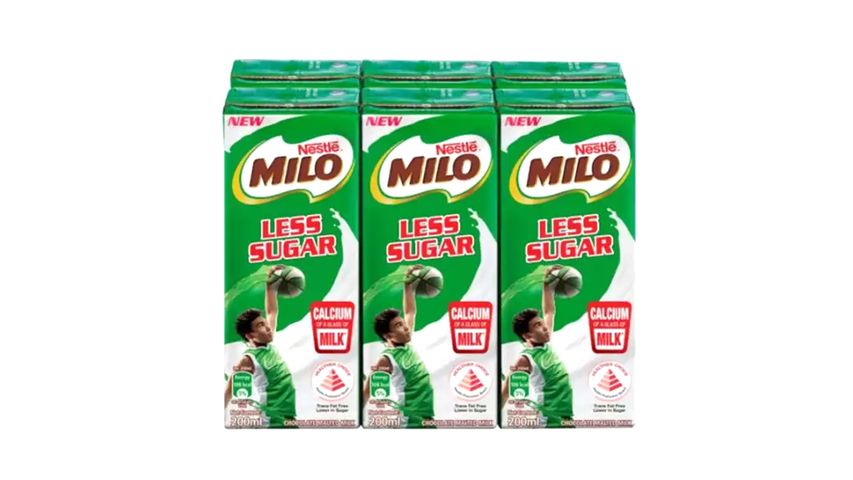 Milo UHT 50% Less Sugar Chocolate Malted Milk Pack 6s x 200ml