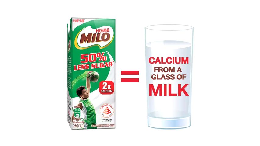 Milo UHT 50% Less Sugar Chocolate Malted Milk Pack 6s x 200ml