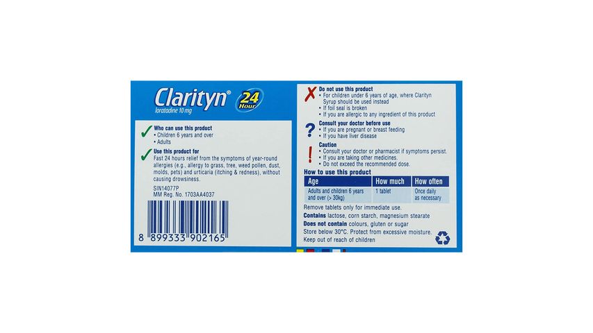 Clarityn Non-Drowsy Allergy 24 Hour Allergy Relief 10s