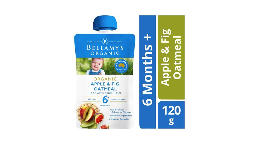 Bellamy's Organic Apple & Fig Oatmeal Puree (6+ Months) 120g