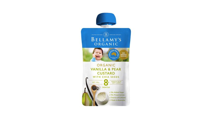 Bellamy's Organic Vanilla & Pear Custard with Chia Seeds - 8+ Months 120g