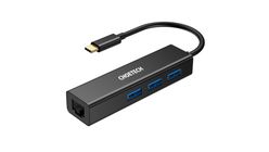 Choetech USB-C 3-Port Hub + Gigabit Ethernet Port Black 1pc