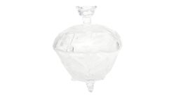 560/3K107 - Crystal 3-toed Oval Covered Candy Jar - Assorted Colours (L 18cm x H 20cm) 1.75kg