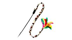 AMY N CAROL | CAT TEASER - LEOPARD TAIL WITH FEATHER & BELL (BW/AT3513) | 1pc