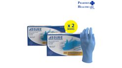 Assure Soft Nitrile Gloves Powder Free Blue (L) 2 Boxes x 100pcs