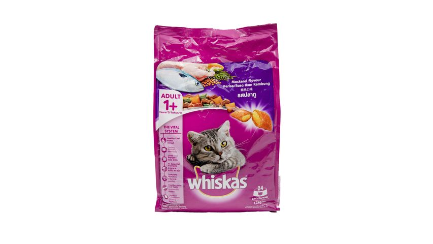 Whiskas Pockets Mackerel Flavour Dry Adult Cat Food 1.2kg