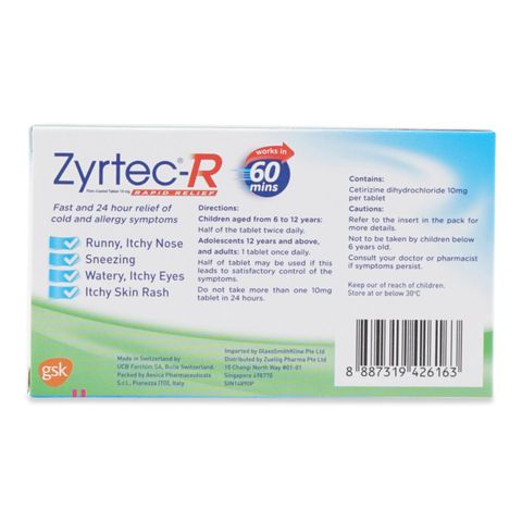 Zyrtec R Rapid Relief 10mg Film-Coated Tablet 10s