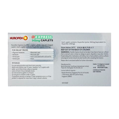Nurofen Pain Relief & Fever Express Caplets 12s