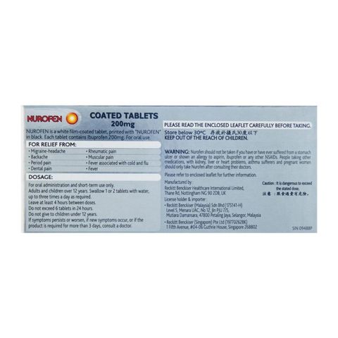 Nurofen Pain Relief & Fever Coated Tablets 12s