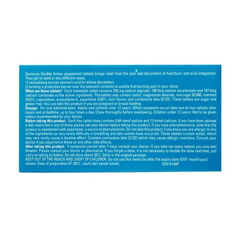 Gaviscon Double Action 250mg Tablet 16s