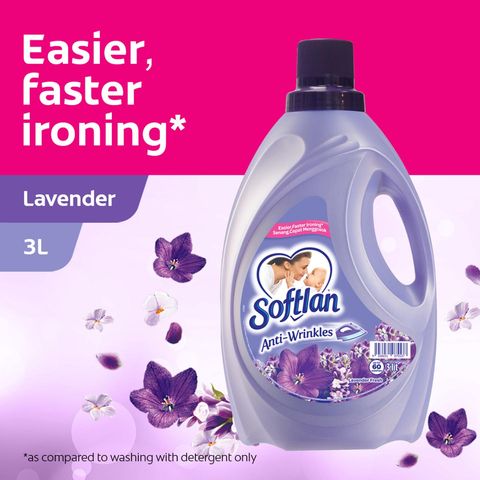 Softlan Fresh Fabric Conditioner Anti Wrinkles Lavender 3L