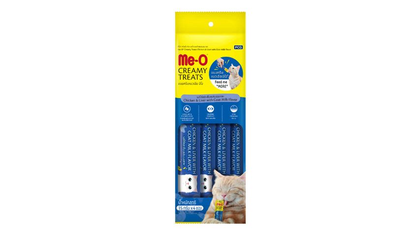 Me-O Creamy Treats Chicken and Liver with Goat Milk Flavour 4 Packets X 15g (00001)