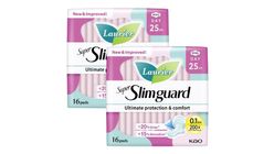 LAURIER Super Slimguard Day Wing Sanitary Pad 25cm Twin Pack Set 16s x 2
