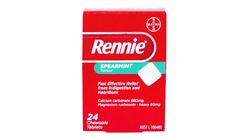 RENNIE Fast Effective Ingestion and Heartburn Relief Spearmint Flavour 24s