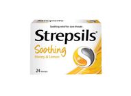 Strepsils Soothing Honey & Lemon Lozenges Soothing Relief for Sore Throats 24 Pieces