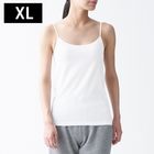 女有機棉混彈性無側縫天竺細肩帶/2入白色XL #4550344673416