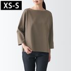 女有機棉粗織天竺船領七分袖T恤摩卡棕 XS-S #4550344778616
