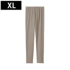 女有機棉混彈性螺紋全長緊身褲灰棕 XL #4550344915455