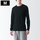 男有機棉混保暖厚織圓領長袖T恤黑色M #4550583064488