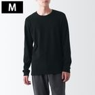 男棉混羊毛保暖圓領長袖T恤黑色M #4550583072360