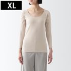 女棉混保暖U領八分袖T恤淡粉XL #4550583122485