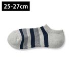 男棉混足底圈絨厚織淺口直角襪灰橫紋25-27cm #4550583193867