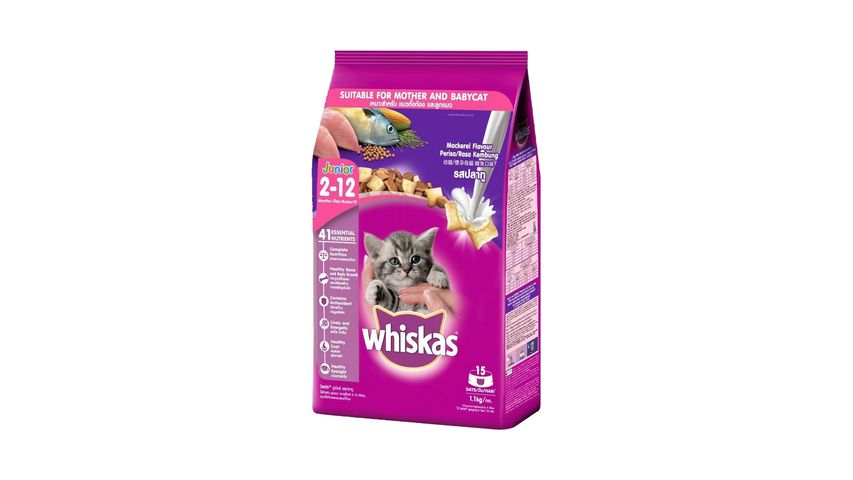 Whiskas Cat Food Dry Junior Mackerel 1.1kg