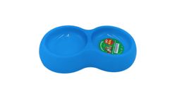 Blue Double Pet Bowl Feeding 1 Unit