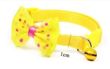 Bow Collar With Bell Cat Pet Adjustable Collar Yellow 1 Piece