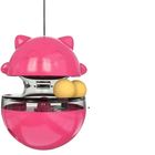 Cat Food Dispenser Tumbler Toy With Rolling Balls And Slow Feeder Pink 1 Piece