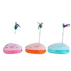 Triangular Pet Cat Turnable Disk Toy With Spring Feather Orange 1 Piece