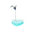 Triangular Pet Cat Turnable Disk Toy With Spring Feather Blue 1 Piece